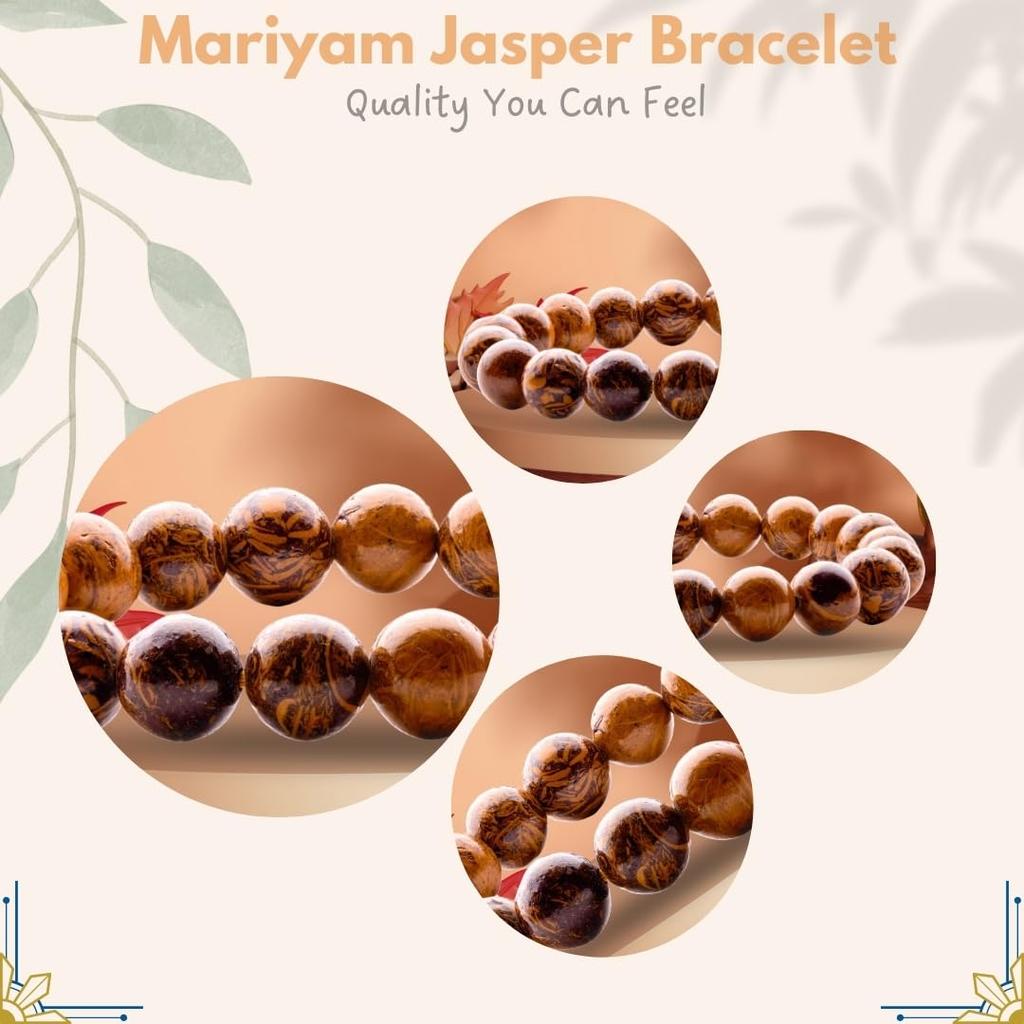 Plus Value Mariyam Jasper Bracelet for Protection Reiki Healing Aura Chakra (Beads 10mm With Jute Bag)