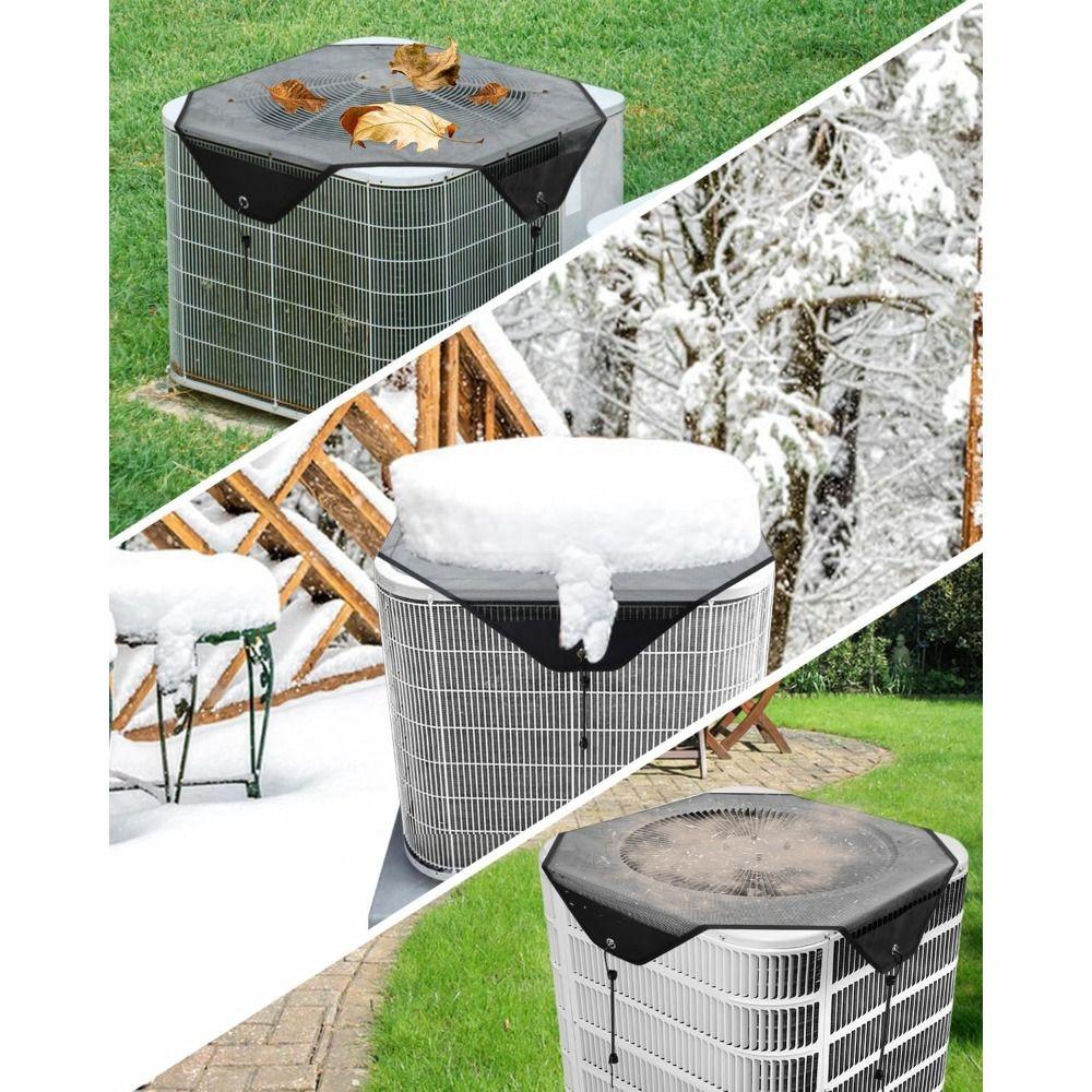 New Top Universal Air Conditioner Covers Heavy Duty Mesh Black Central Ac Cover Multisize AC Cover Defender All Season