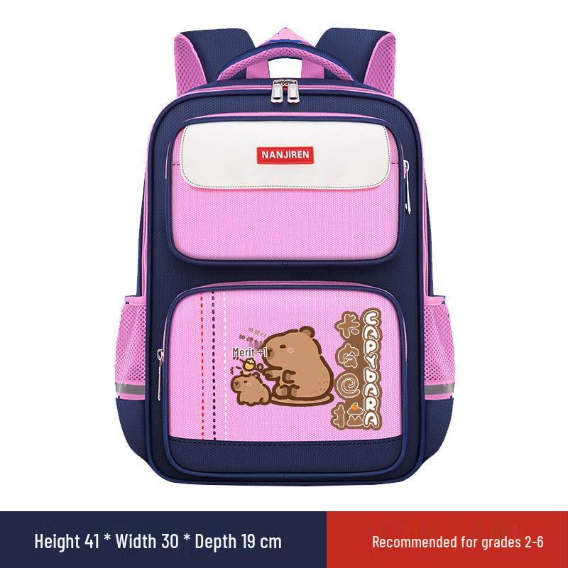 Capybara Oxford Spine-Support Backpack for Grades 1-6: Boys & Girls School Bag