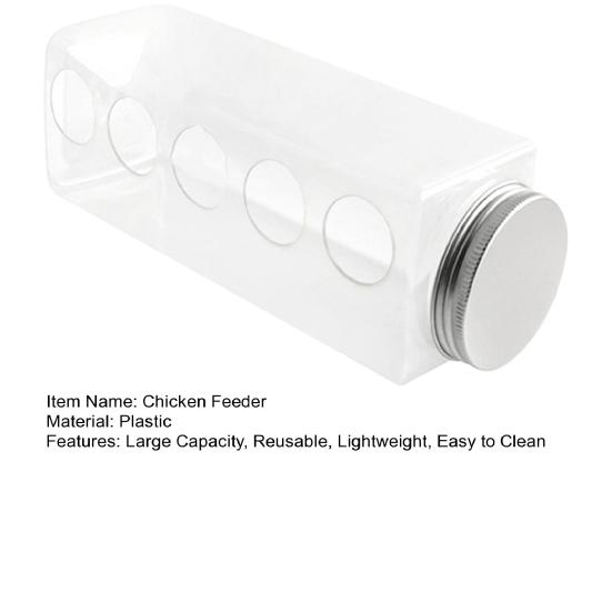 Hühnerfutterspender Flaschendeckel Design Transparent Großes Fassungsvermögen Kunststoff Geflügel Getreide Wasser
