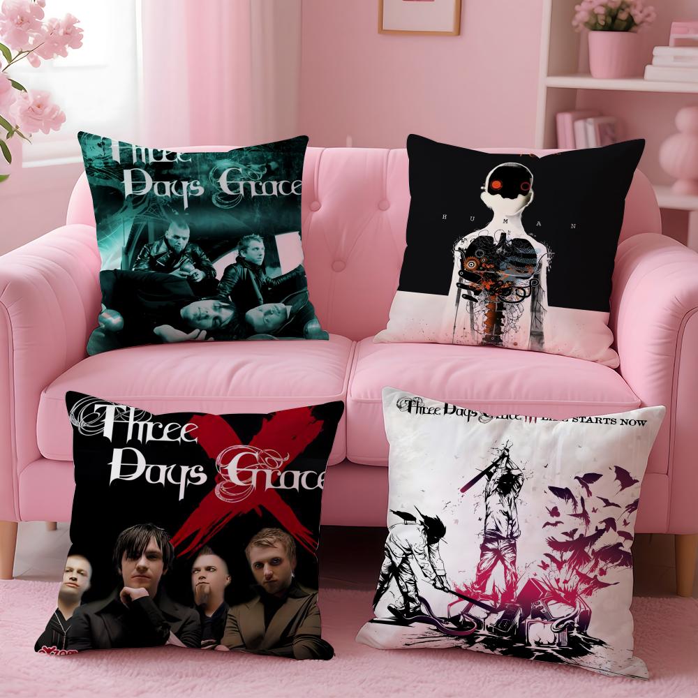 PostGrunge Canadian Band TThree Days Grace Cushion Cover Pillow Case Soft Skin Friendly Fabric  Concealed Zipper