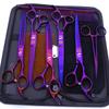 Set di forbici professionali per toelettatura animali domestici da 7 pollici in acciaio inossidabile per cani, incluse forbici dritte, curve, a lisca di pesce e tagliacapelli per orecchie
