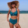 Criss Cross Women Two Piece Swimsuit High Waist Bathing Suit V Wire Beach Wear Halter Swimwear