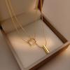 Stainless Steel Gold Color Overlay Double-Layer Necklace Women's Fashion  Party Girls' Fadeless Accessories Gift