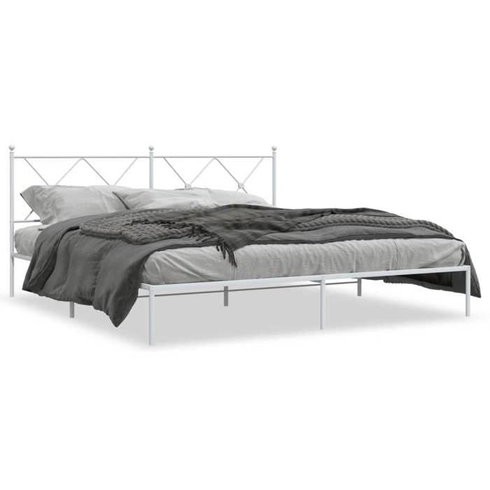 VidaXL Cadre de lit métal sans matelas et tête de lit blanc 183x213 cm 376556