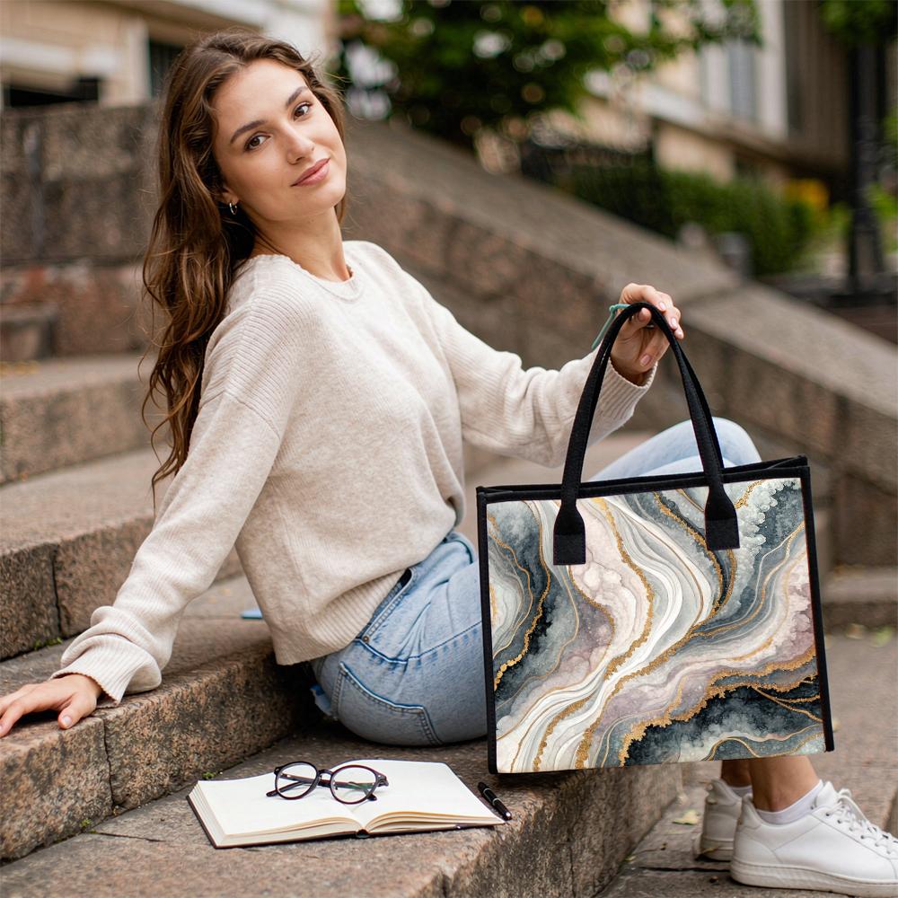 Marble Pattern Tote Bag Fashion Daily Shoulder Bag for Women Casual Large Capacity Handbag