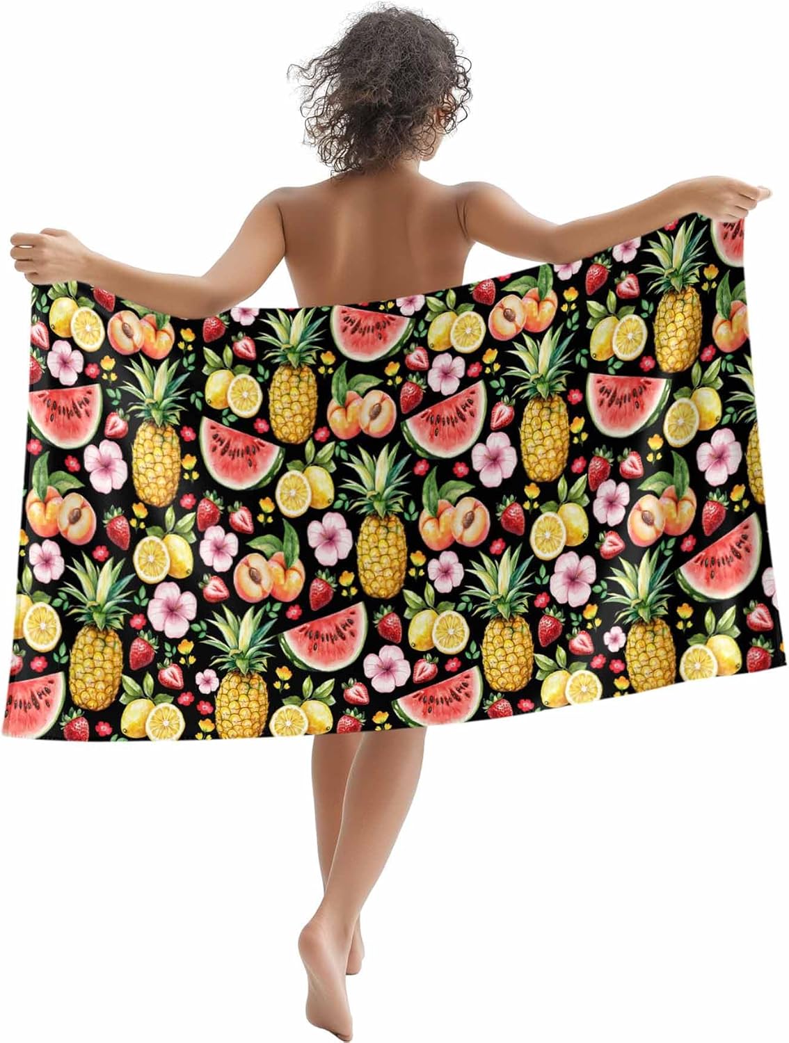 

Summer Fruit Beach Towel Watermelon Pineapple Lemon Peach Towels for Beach, Bath, Gym, Yoga-Lightweight, Quick Dry Oversized W30*H60(CM)