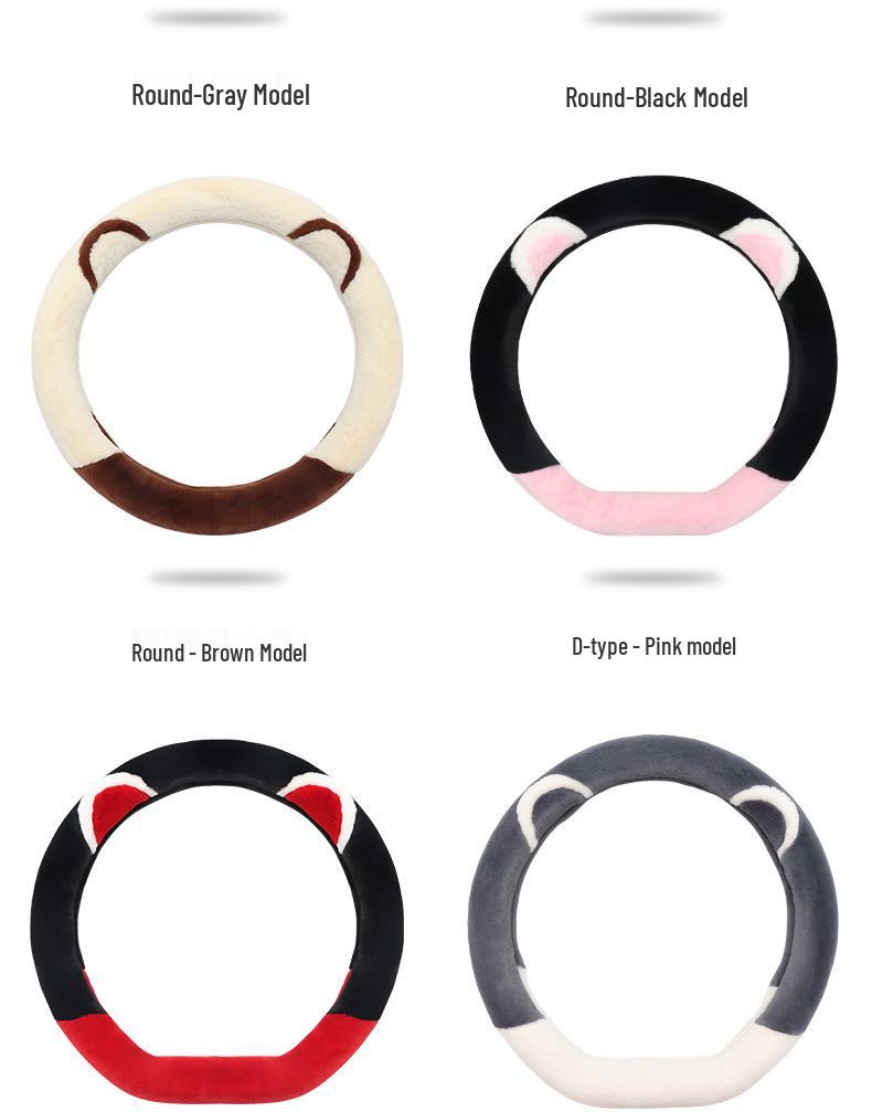 Women's Plush Winter Steering Wheel Cover - Korean Fashion, Universal Fit, Warm & Heated, Four Seasons Use.