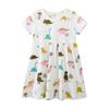 Summer Kids' Cartoon Dinosaur Princess Dress - Short Sleeve, Pure Cotton