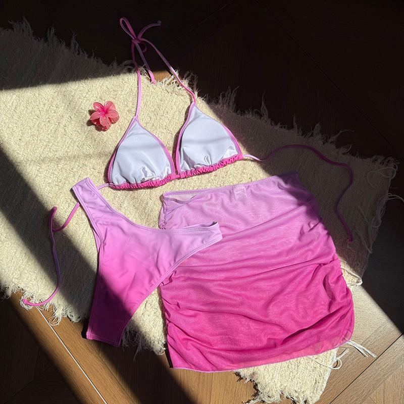 Neuer Sexy Neckholder Stufenrock Bikini Neuer Damen Badeanzug Damen Bademode Dreiteiliges Bikini-Set Badeanzug