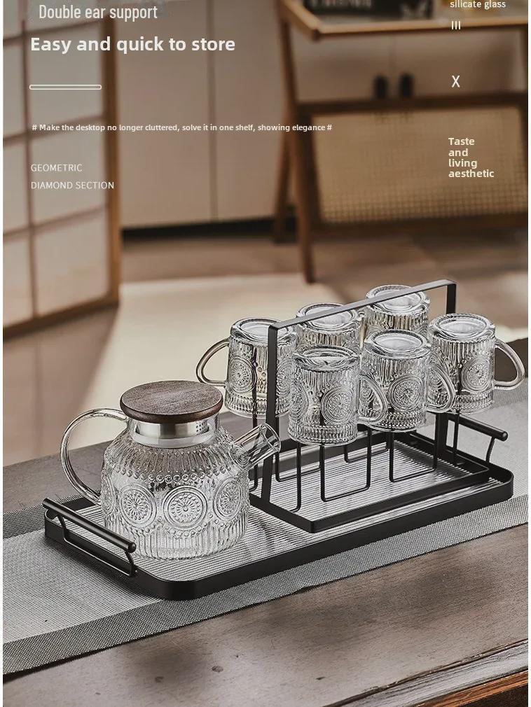 Stylish Heat-Resistant Glass Kettle with Handle - Large Capacity Flower Teapot for Cool Drinks