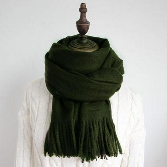 Women's Faux Cashmere Warm Scarf - Autumn/Winter Solid Color Korean Style Shawl
