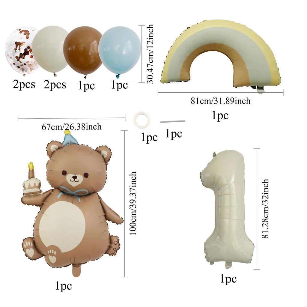 Magic Cake Bear Digital Aluminum Film Balloon Set Children'S Birthday Party Sequined Balloon Scene Arrangement