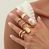 SHIXIN 7Pcs Baroque Imitation Pearl Chunky Open Rings Set for Women Smooth Irregular Wave Adjustable Rings Trendy Finger Jewelry