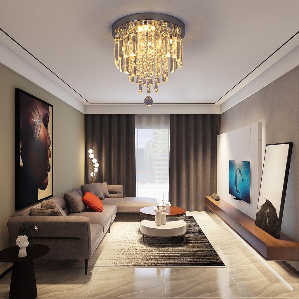 German Warehouse Contemporary LED Ceiling Lamp with Crystal Simple Indoor Illumination