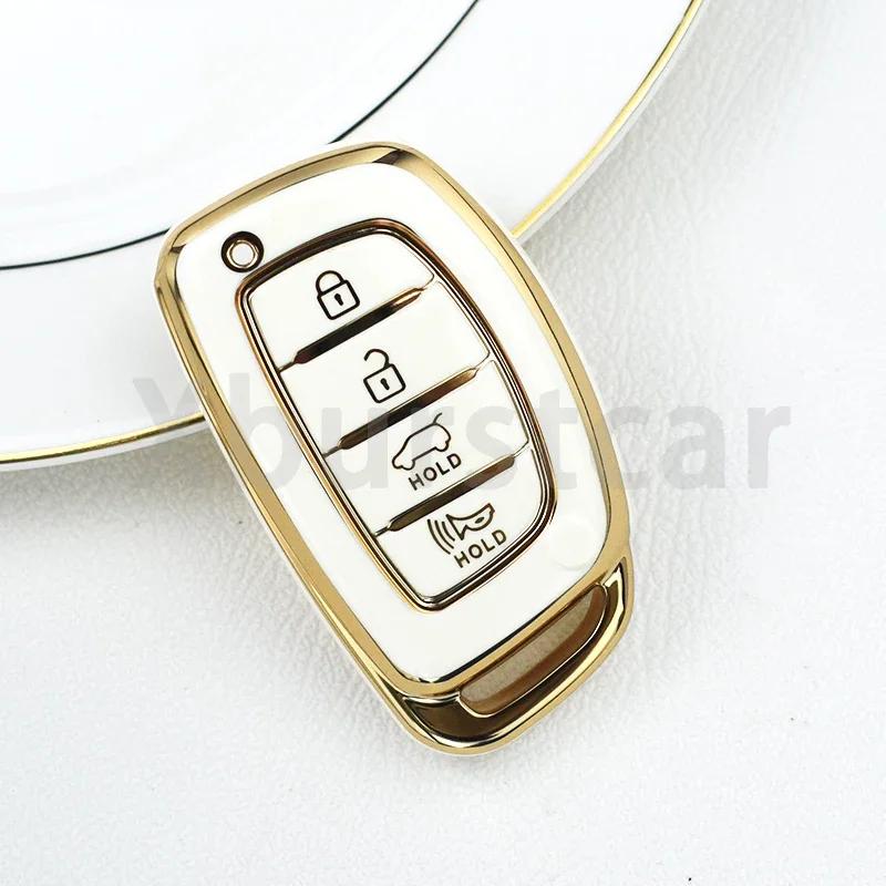 4 Buttons TPU Auto Shell For Hyundai Tucson Santa Fe Rena Sonata Elantra Creta Ix35 Ix45 I10 I30 I40 Car Smart Key Case Cover