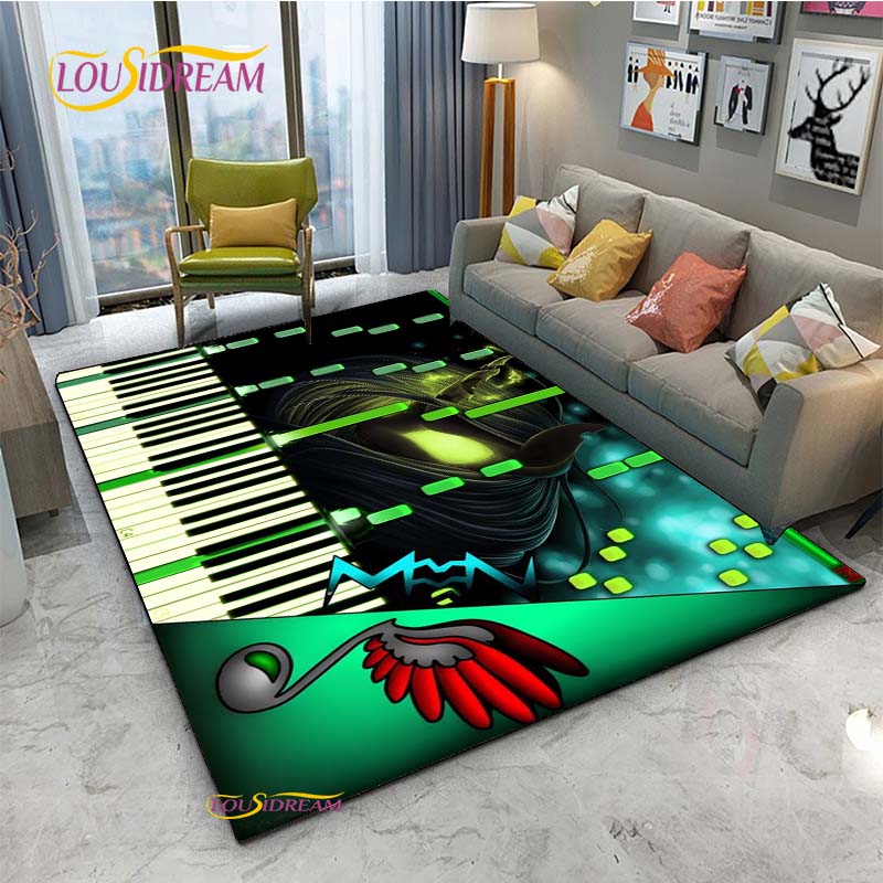 Alfombra de Vinilo con Notas Musicales Negras Vintage para Decoración de Sala de Estar Dormitorio Alfombras de Área Cocina Felpudos Antideslizantes Alfombra Regalo de Cumpleaños