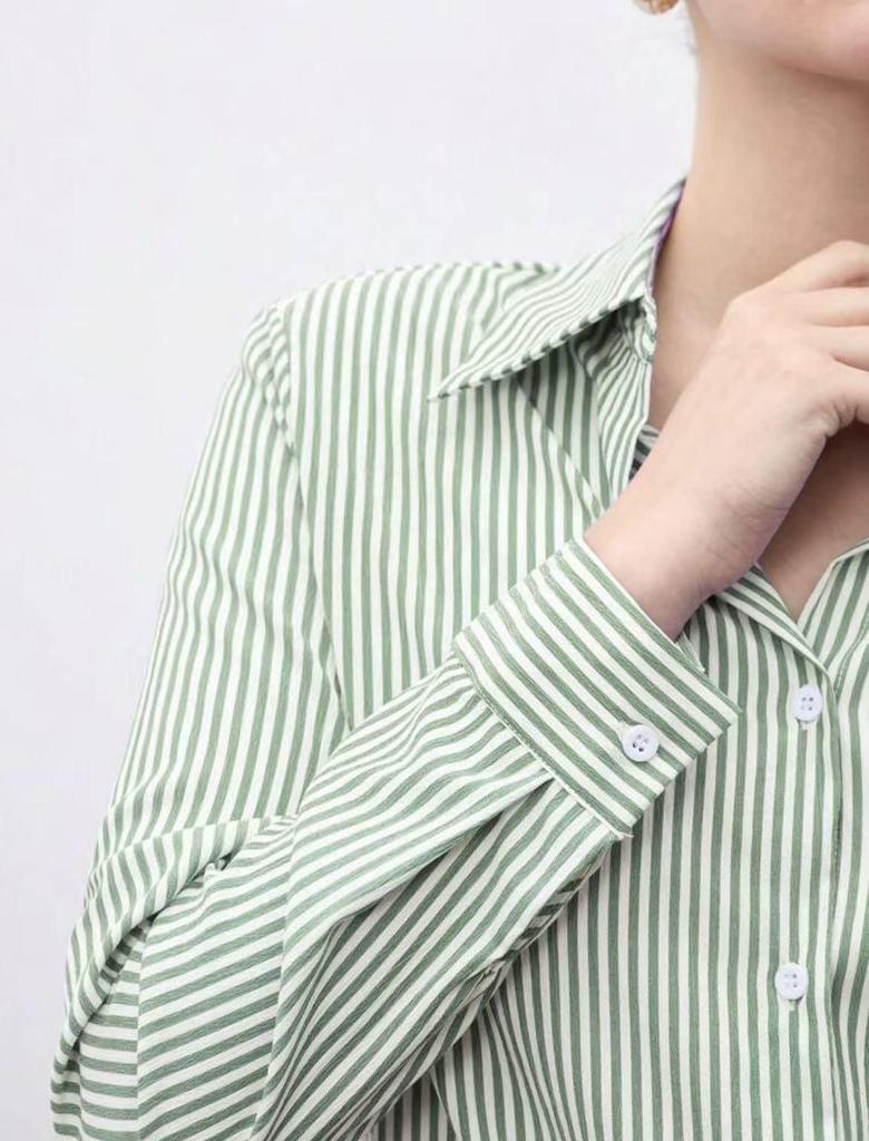 2025 Women's Striped Long-Sleeve Single-Breasted Casual Fashion Shirt