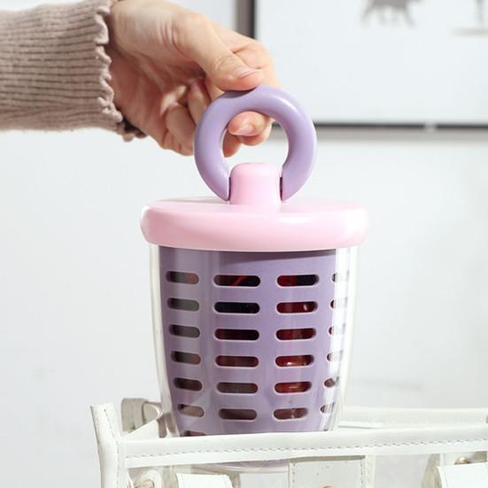 Portable Fruit Salad Container with Fork 650ml Leak-Proof BPA-Free Lunch Box with Strainer Double-Layer Lunchbox for Work Picnic Travel