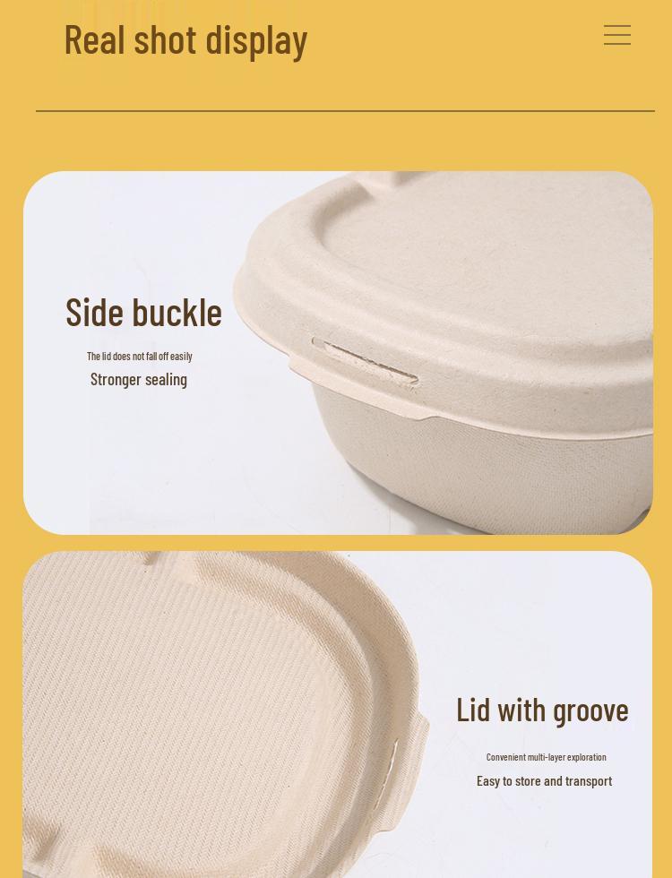 Eco-friendly Three-Compartment Disposable Bento Box – Microwaveable Paper Lunch Container for Salads and Light Meals