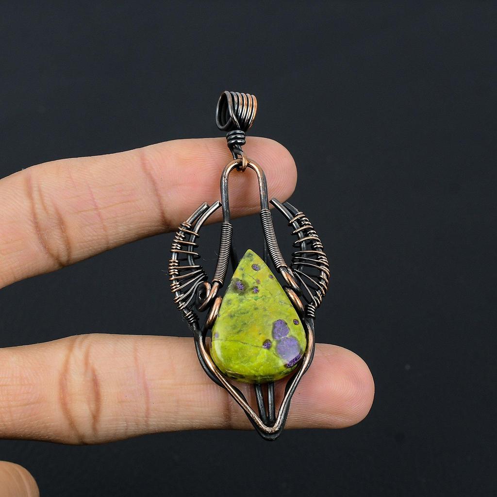Stichtite Handmade Gemstone Pendant, 999 Copper Wire Wrapped Pendant Antique Jewelry, For Engagement Gift