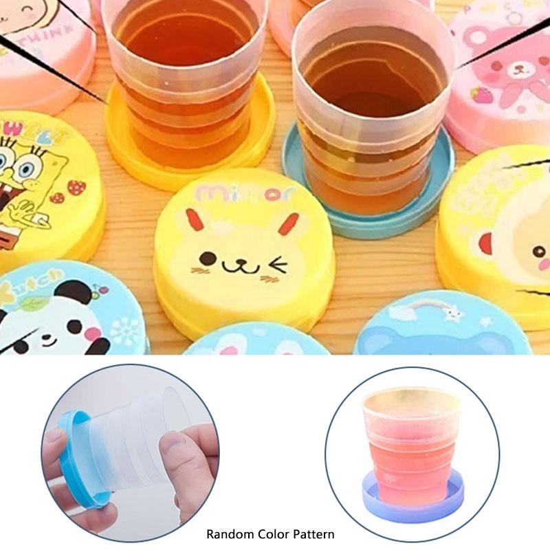 Cartoon Creative Foldable Cup Portable Plastic Travel Mug Hygienic Lightweight