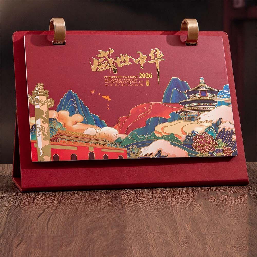 Standing 2026 Desktop Calendar Flip Design Coil Calendar Memo Pad Calendar Desktop Display