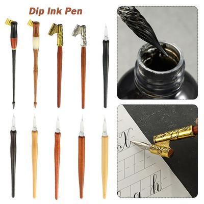 1pcs Dipped Ink Calligraphy Pen Vintage Signature Pen High Quality Dip Pen  Comic Design