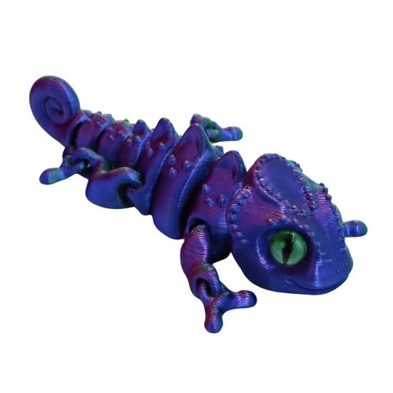 3D Printed Chameleon Figurine Movable Joints Mini Lizard Figure Articulated Animal Model Toy Home Office Bookshelf Desktop Decoration Ornament