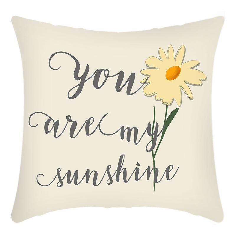 

New Green Plant Letter Prints Compact Fresh Daisy Chrysanthemum Print Pillow Home Sofa Cushion Cover Premium Durable 45 * 45Cm pillowcase