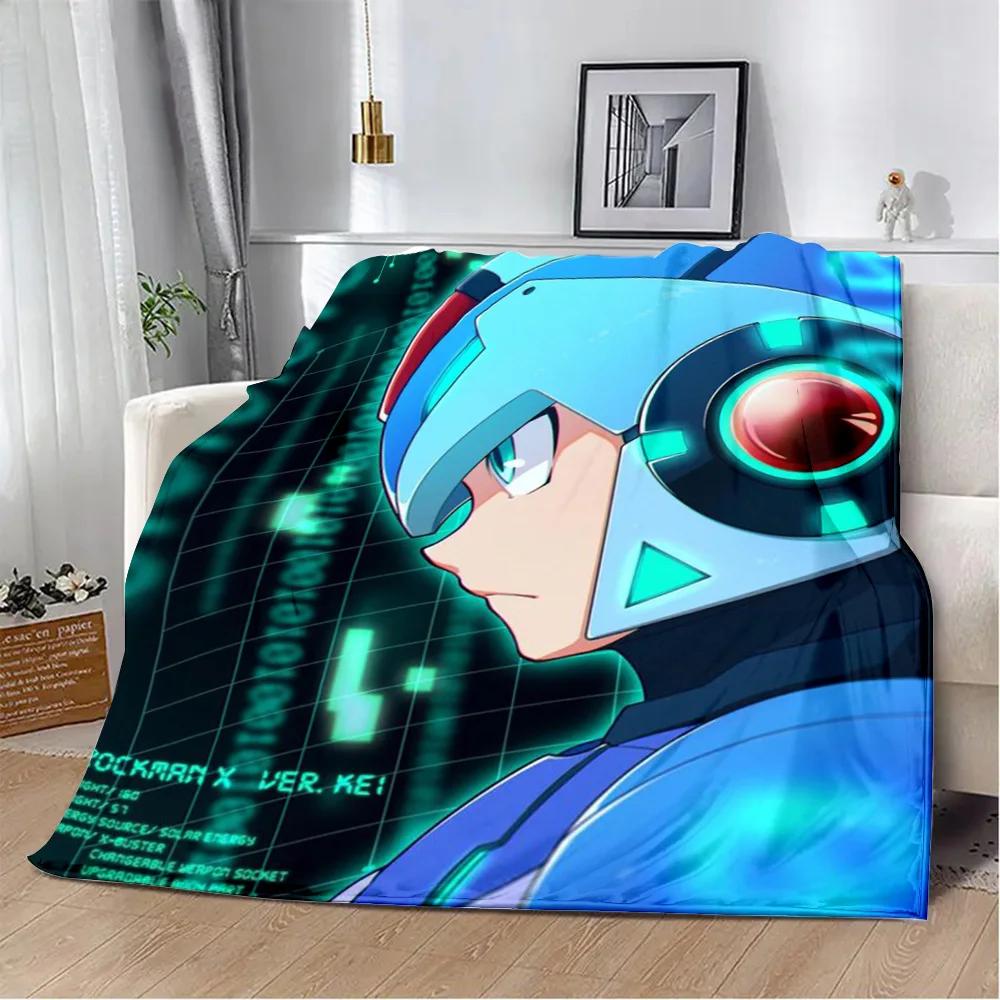 Cartoon Rockman Game Megaman Printed Blanket Picnic Blankets Warm Blanket Soft and Comfortable Blanket Home Travel Birthday Gift