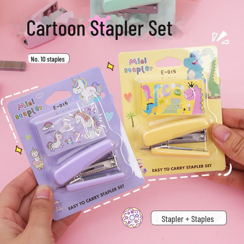 Cartoon Mini Stapler Set: Cute Candy-Colored, Labor-Saving Stationery for Students