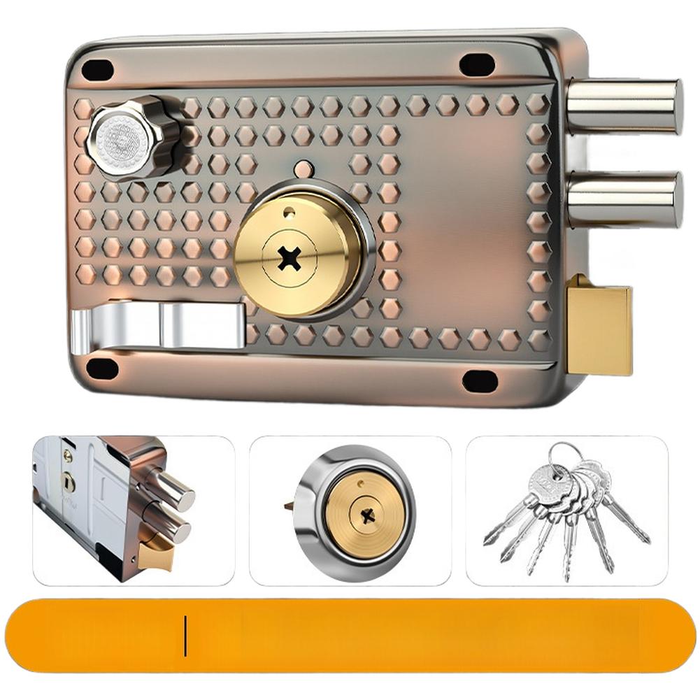 Cross Key Mortise Door Lock For SURFACE Mounted Suitable for Indoor Outdoor Use 12x8.5x7.2cm Iron Zinc Copper Heads