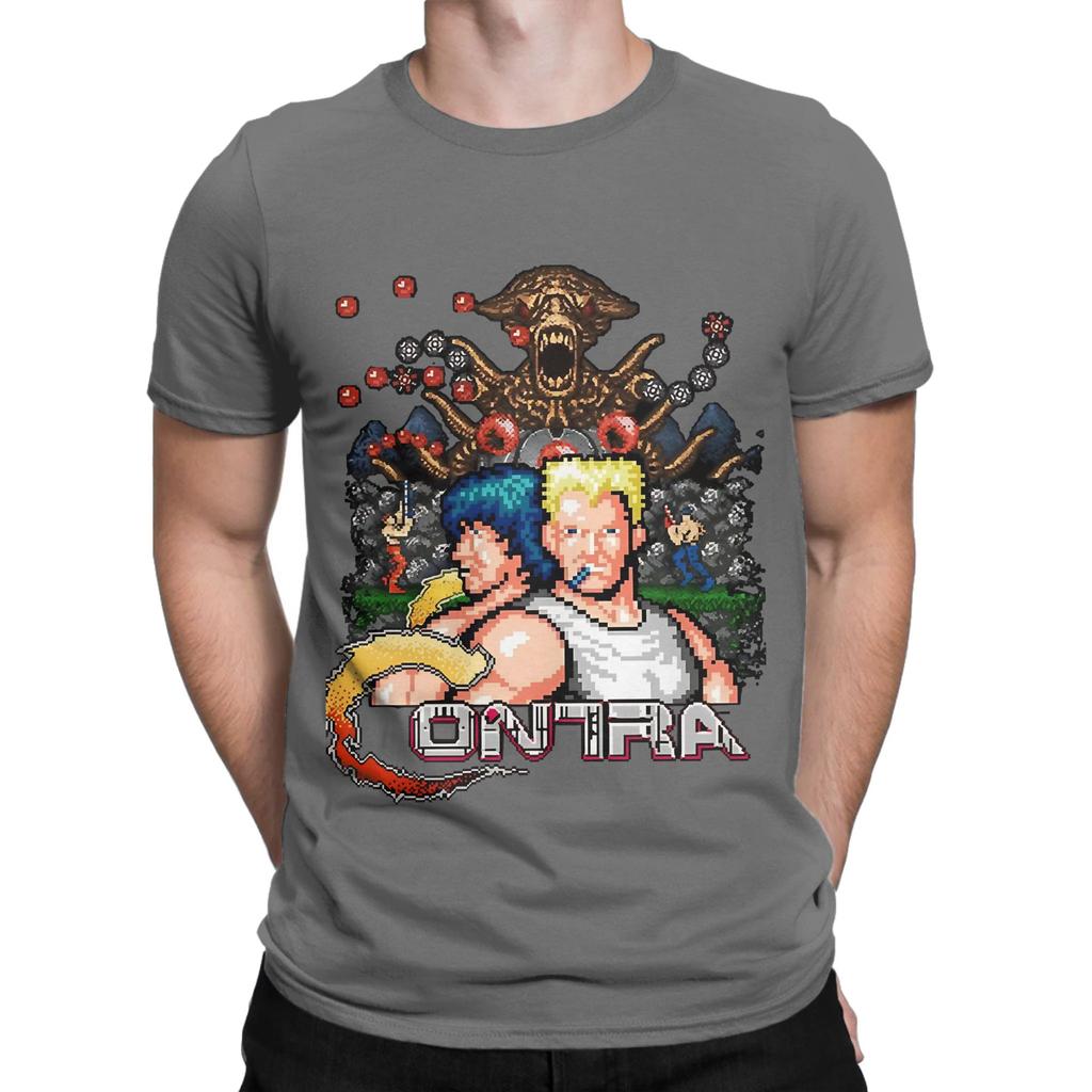 Contra Videogame Art Graphic Funny 100 Cotton TShirt Contra NES Tees Tops For Unisex