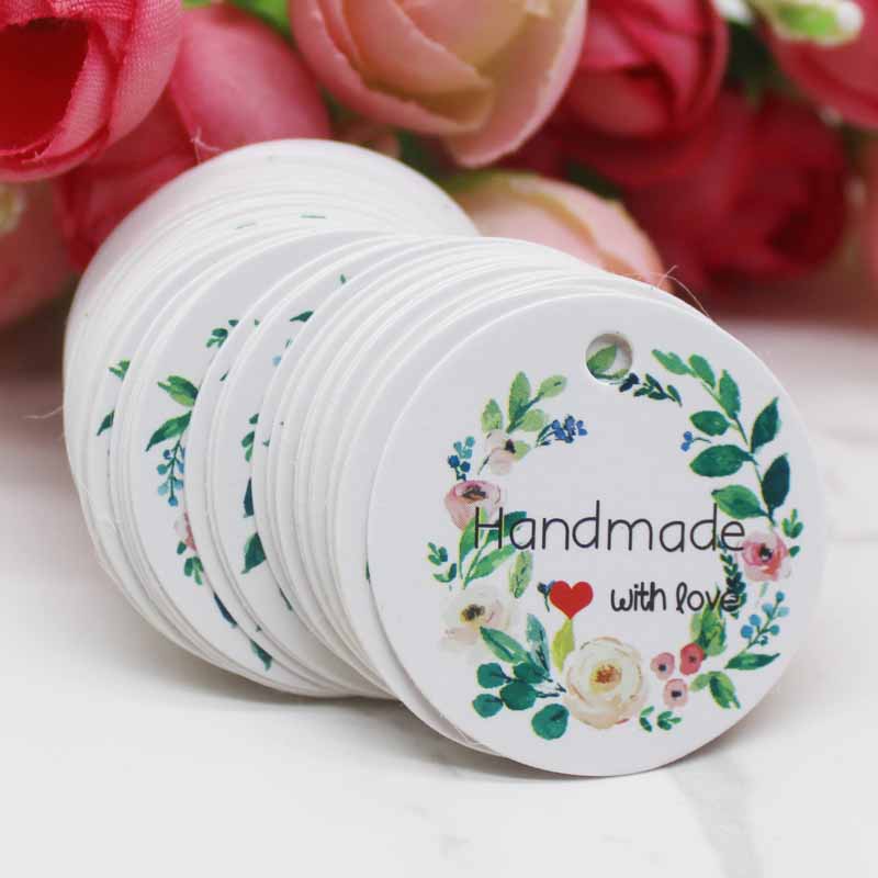 

3 см новейший цветочный стиль DIY благодарственные подарки бирка напечатанная своими руками веселые рождественские подарки праздничные атрибуты бижутерия этикетки бирка 100TAG