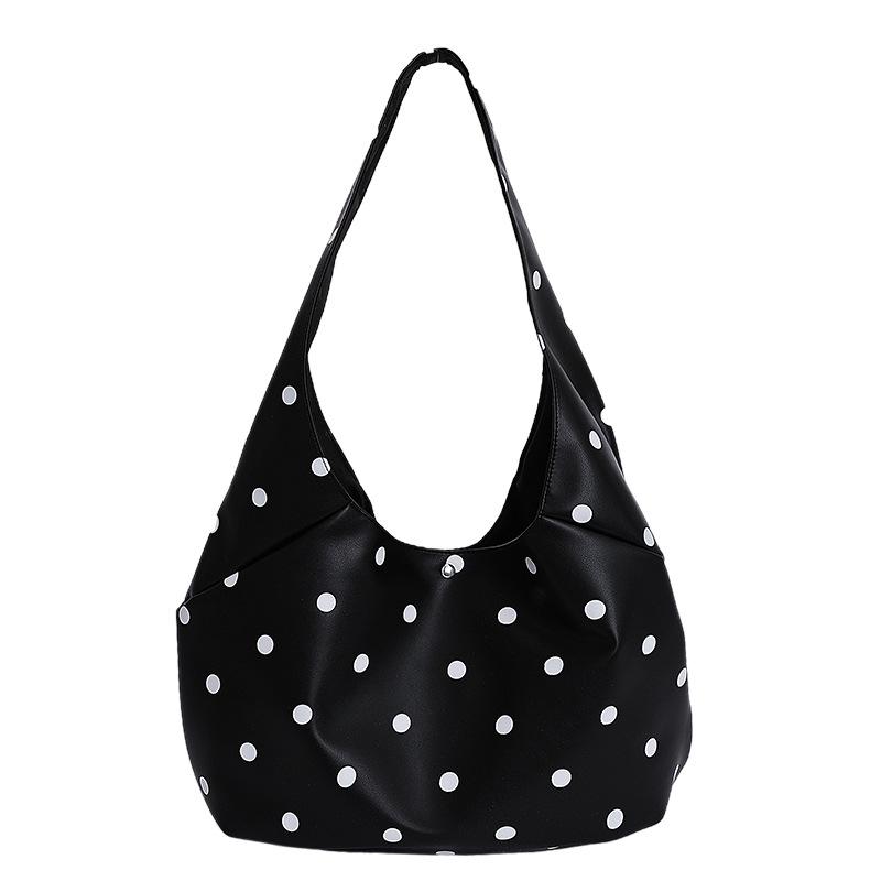 Koreanischer Retro-Schulter-Tote mit Polka Dots: Groß, Modisch, Vielseitig, Schlichtes Design