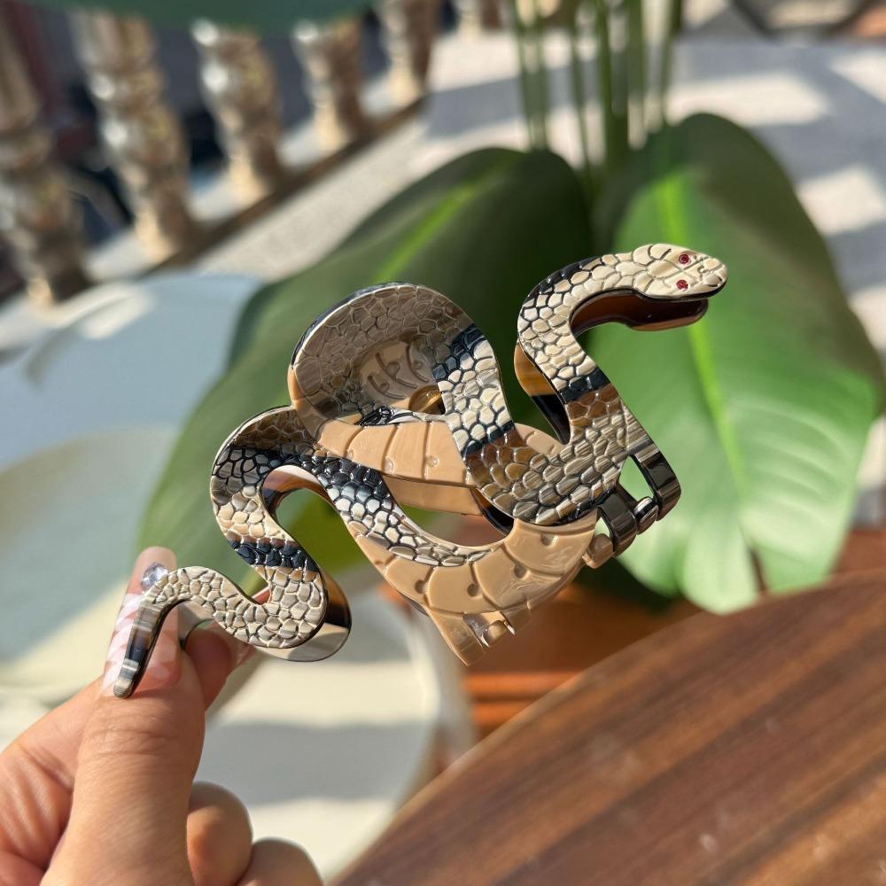 Vintage Snake Hair Claw Elegant Acetate Crab Clip Hairpin Snake Hair Clip  Hair Styling Accessory