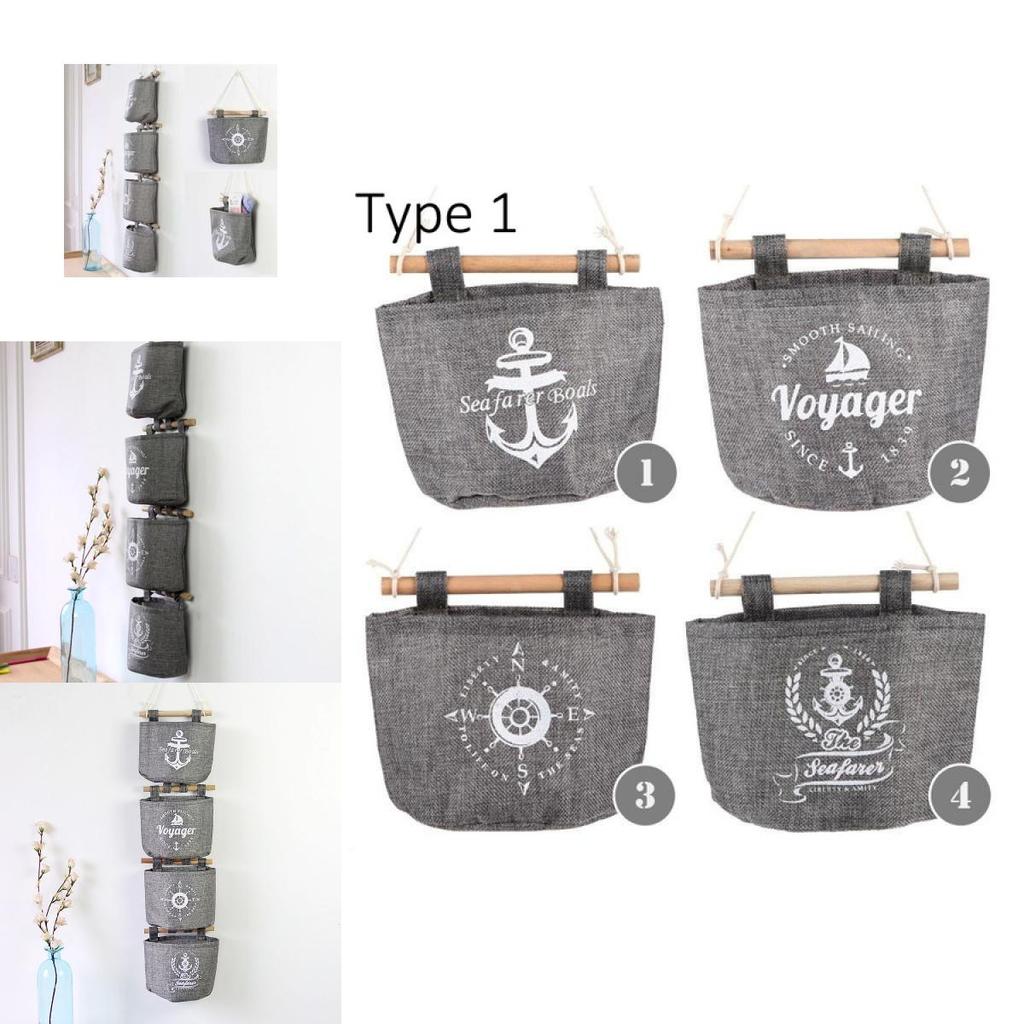Cotton Linen Hanging Wall Bag For Dorm Room And Closet Storage