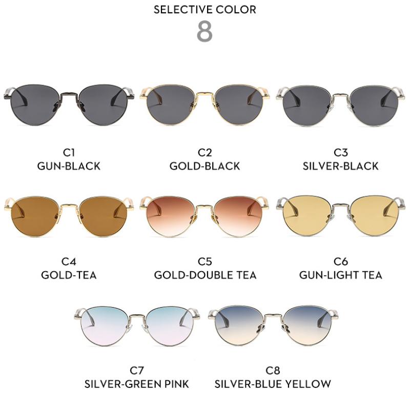 Women's sunglasses, men's and women's retro sunglasses, metal round frame sunglasses.