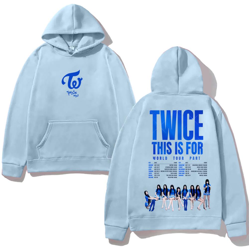 TWICE TOUR2025 Punk Hooded With Pocket Fleece Comfortable Sweatshirt Sleeve Gothic Clothes Moletom Vintage Pullovers Grunge