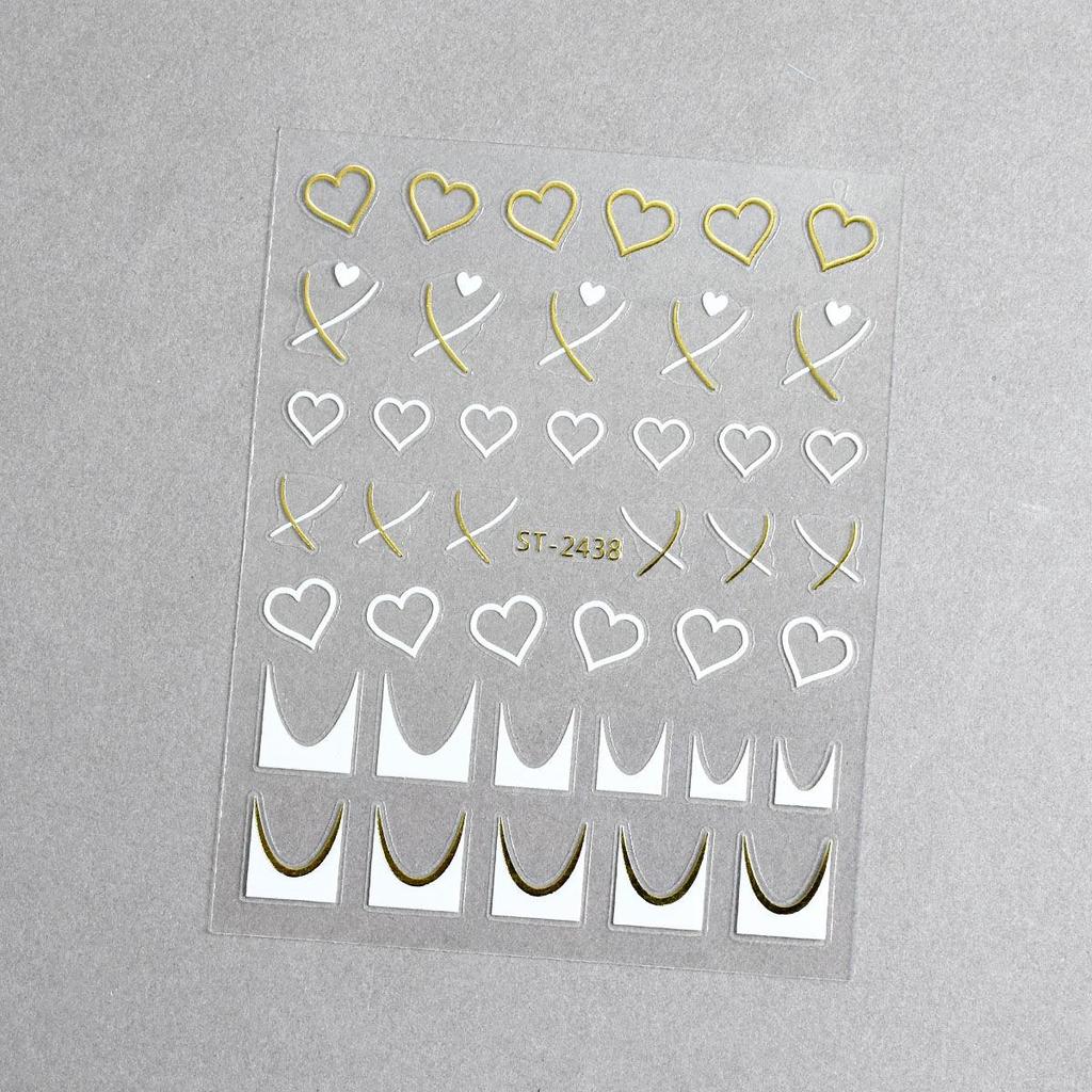 Minimalist 3D Heart & LOVE Line Nail Stickers - Popular TikTok & Xiaohongshu Nail Decals