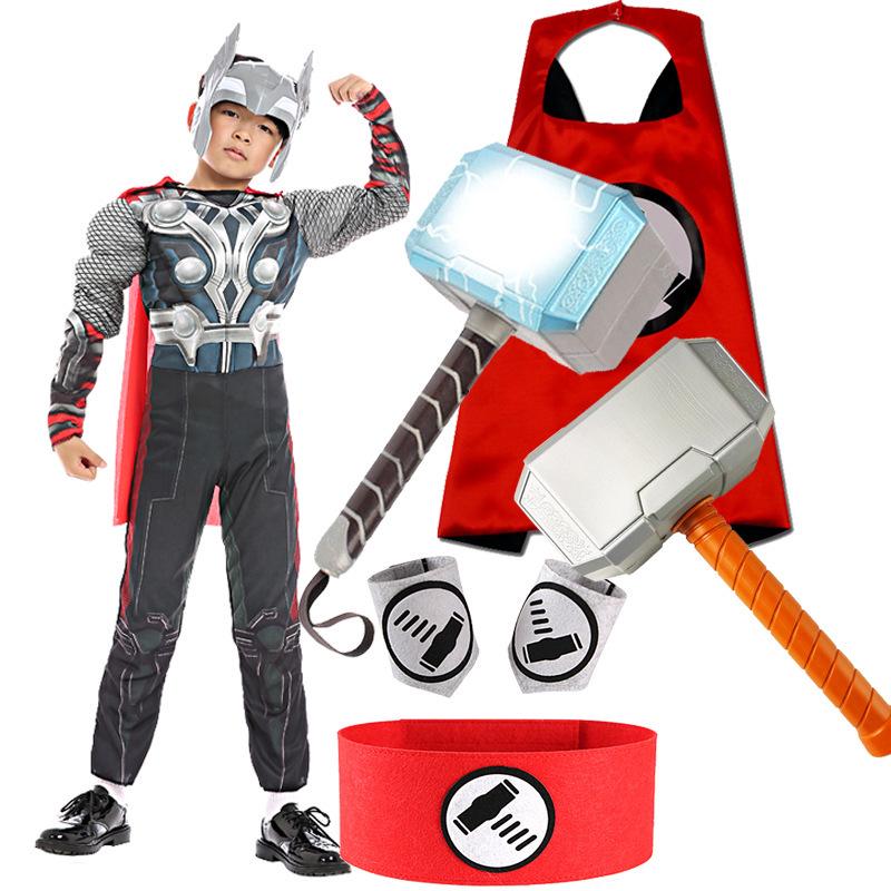 Children's Thor Hammer Toy & Cosplay Set: Mask, Cloak, Costume for Halloween