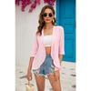 Summer New Solid Color Cardigan Jacket with Three Quarter Sleeves and Ruffle Edge Top for Women