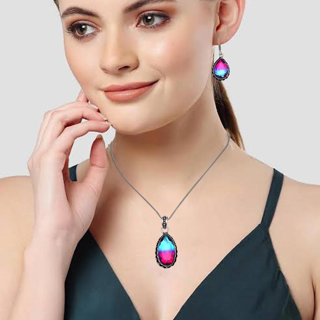Bio-Tourmaline Quartz Jewelry Set 18-20'' Handmade For Womens Unisex New