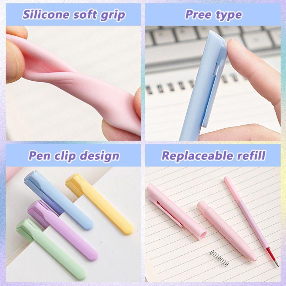 6Colors/Set Press Type Color Gel Pen Color Ink Macaron/Morandi/Retro Color Neutral Pen 0.5mm ST Tip Signing Pen Students Gift