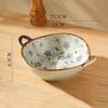 1PC Japanese Style Double-handle Soup Bowl Ceramic Noodle Bowl Kitchen Tableware Pasta Salad Bowl Home Microwave Oven Bakware