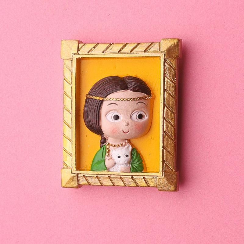 Mini Cute Cartoon World Famous Paintings Fridge Magnets Cute Van Gogh Girl With Pearl Earring Magnetic Stickers for Blackboard