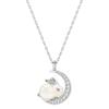 925 Sterling Silver Rabbit Pendant Necklace with Natural Hetian Jade