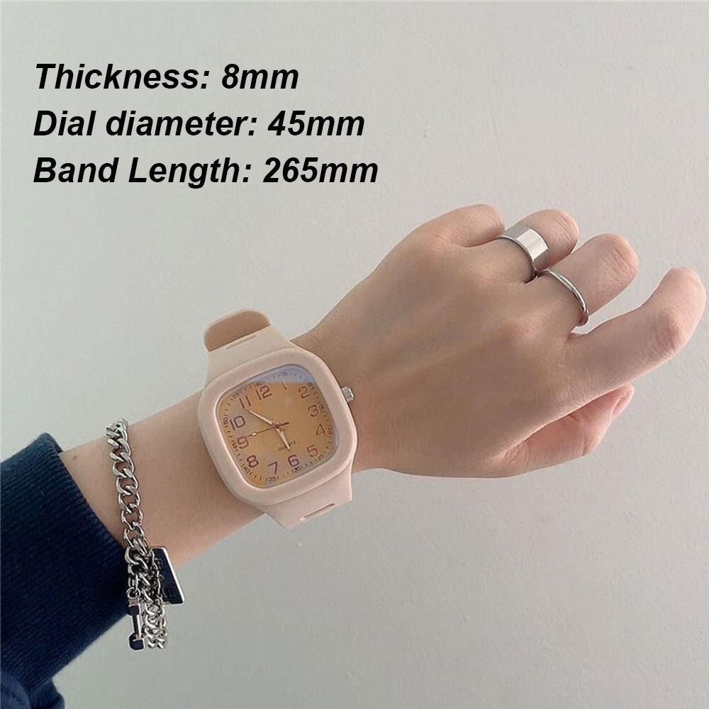 Silicone Strap Quartz Watch Square Analog Watch Korean Style Square Watch  Students