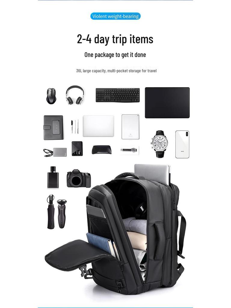 Men's Large Capacity Expandable Backpack for Casual Outings, Hiking, and Short Trips